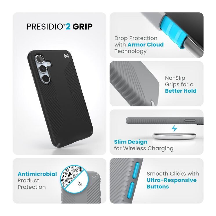 Захисний чохол Speck Presidio2 Grip для Samsung Galaxy S24 FE (S721) 150845-3205 - Black: фото 5 з 9