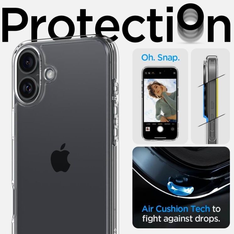 Захисний чохол Spigen (SGP) Crystal Hybrid для Apple iPhone 16 Plus (ACS08095) - Crystal Clear: фото 11 з 13