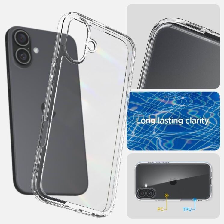 Захисний чохол Spigen (SGP) Crystal Hybrid для Apple iPhone 16 Plus (ACS08095) - Crystal Clear: фото 10 з 13