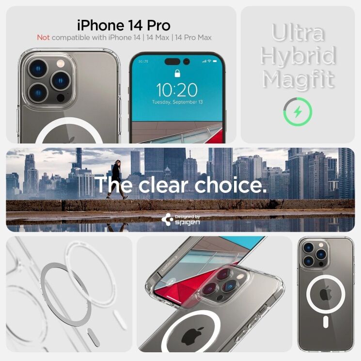 Защитный чехол Spigen (SGP) Crystal Hybrid (MagFit) для Apple iPhone 14 Pro - Clear: фото 9 из 11