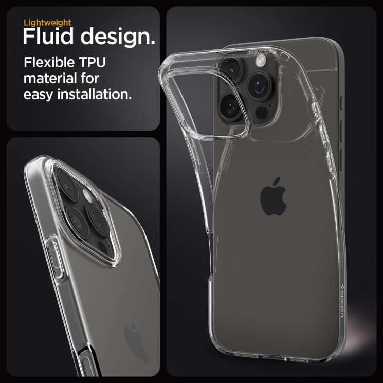 Защитный чехол Spigen (SGP) Liquid Crystal для Apple iPhone 16 Pro - Crystal Clear: фото 9 из 13