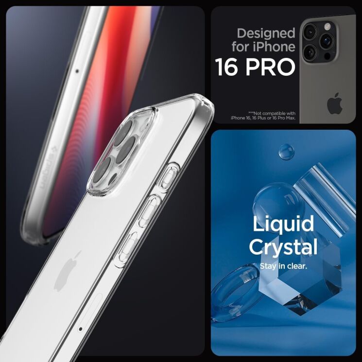 Защитный чехол Spigen (SGP) Liquid Crystal для Apple iPhone 16 Pro - Crystal Clear: фото 8 из 13