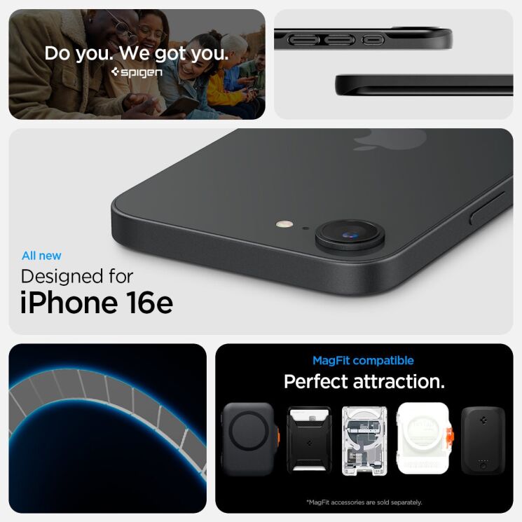 Защитный чехол Spigen (SGP) Thin Fit (MagFit) для Apple iPhone 16e (ACS09135) - Black: фото 11 из 16