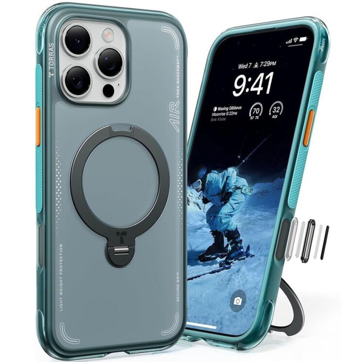 Захисний чохол TORRAS Ostand Q3 Air для iPhone 15 Pro - Green: фото 1 з 8