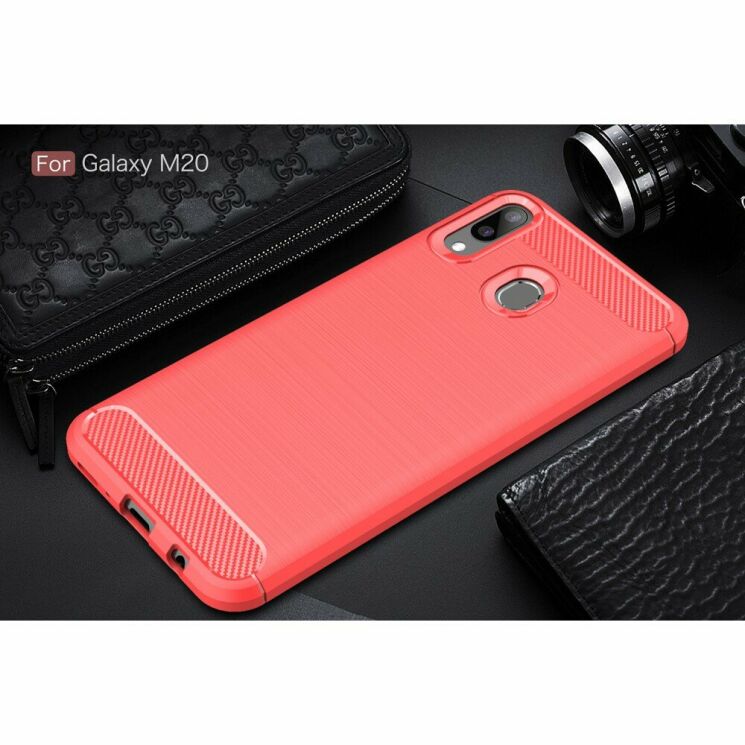 Защитный чехол UniCase Carbon для Samsung Galaxy M20 (M205) - Red: фото 2 из 11