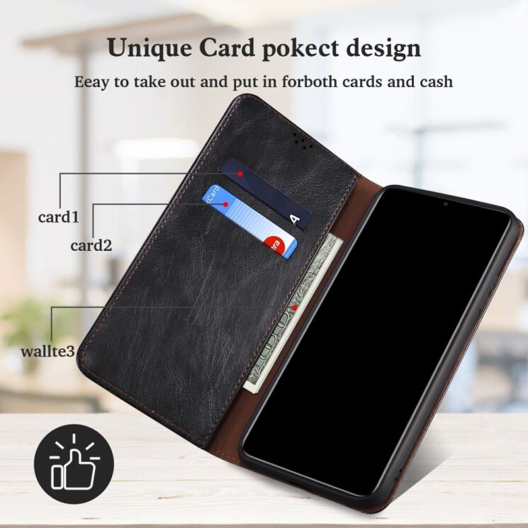Захисний чохол UniCase Leather Wallet для Samsung Galaxy S22 Ultra - Black: фото 14 з 30
