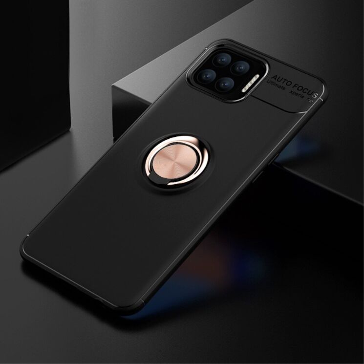 Чохол з магнітним кільцем UniCase Magnetic Ring для OPPO A73 (2020) - Black / Rose Gold: фото 2 з 9