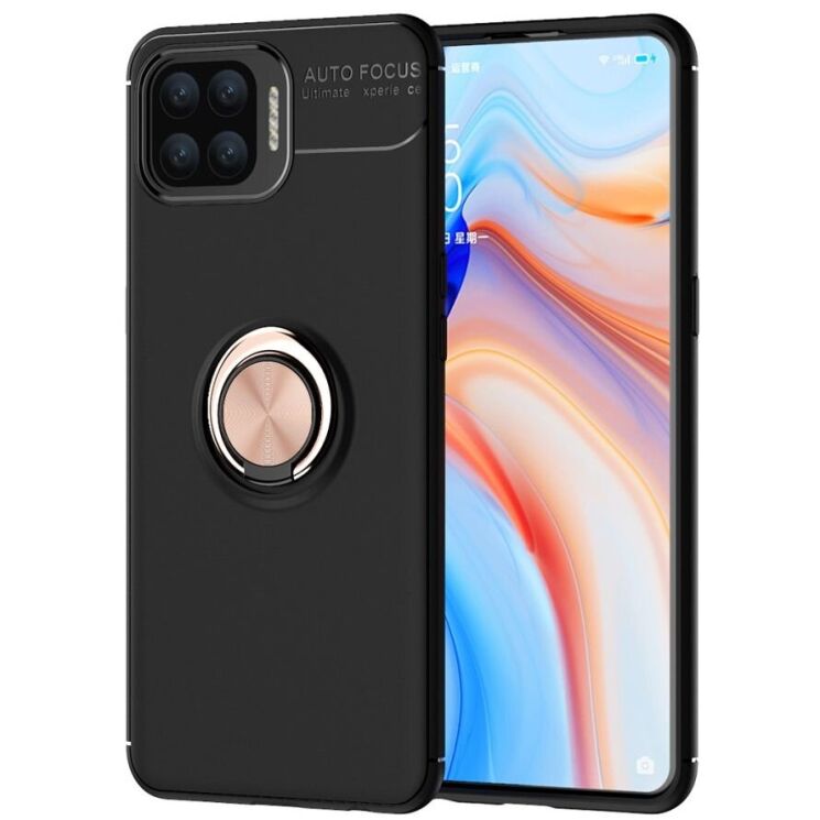 Чохол з магнітним кільцем UniCase Magnetic Ring для OPPO A73 (2020) - Black / Rose Gold: фото 1 з 9