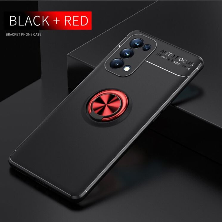Чехол с магнитным кольцом UniCase Magnetic Ring для OPPO Reno 6 Pro / 6 Pro Plus - Black / Red: фото 2 из 15