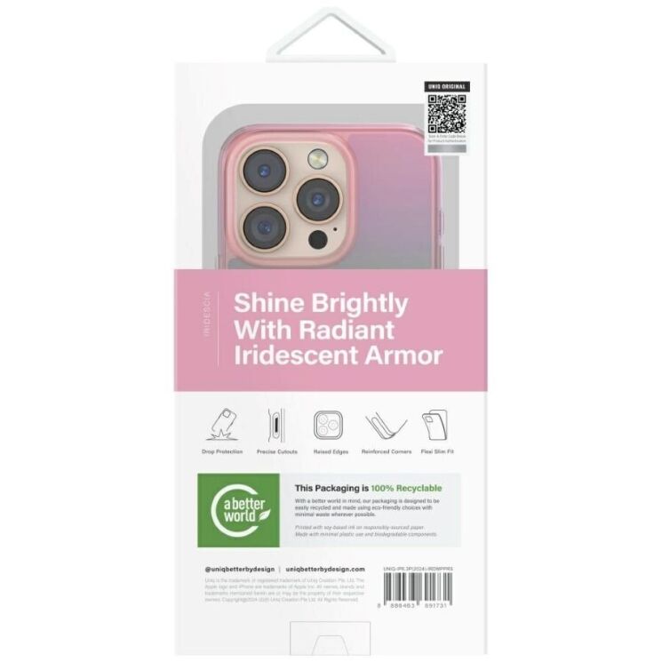 Захисний чохол UNIQ Iridescia для Apple iPhone 16 Pro - Pink Prism: фото 5 з 8