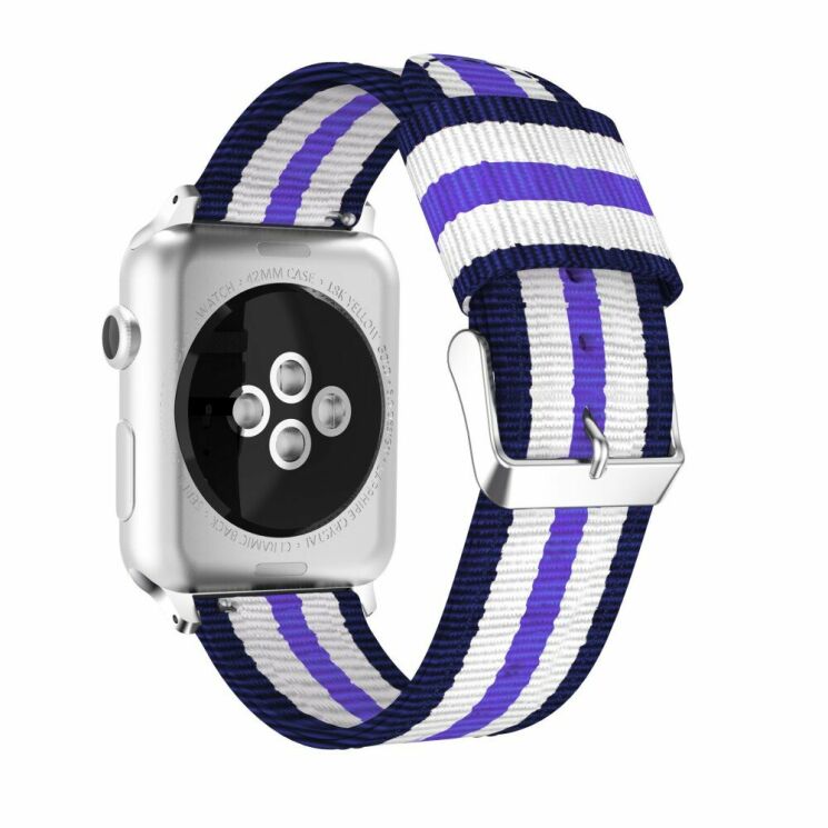 Ремешок UniCase Nylon для Apple Watch 42 (Series 10) / 41 / 40 / SE 40 / 38 - Blue / White / Purple: фото 1 из 10