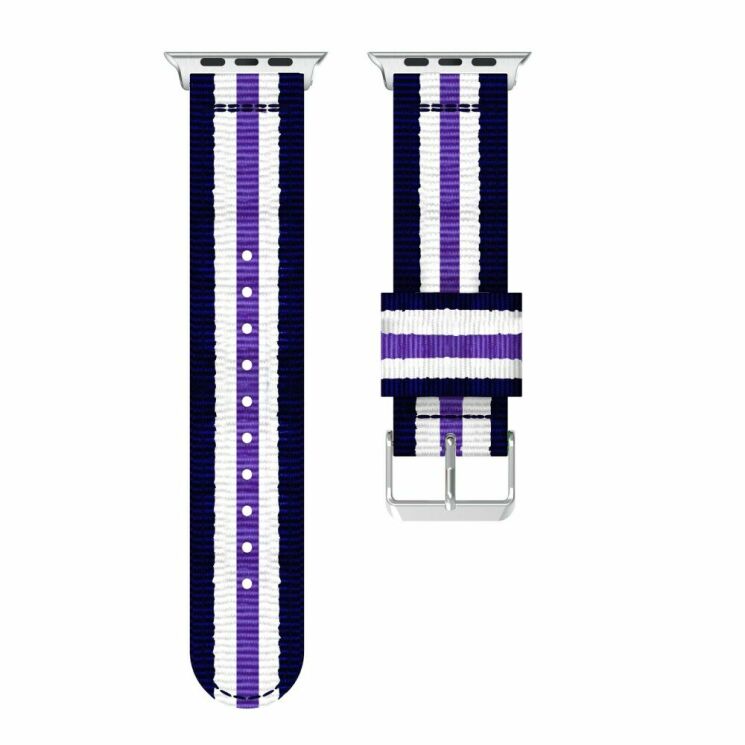 Ремешок UniCase Nylon для Apple Watch 42 (Series 10) / 41 / 40 / SE 40 / 38 - Blue / White / Purple: фото 4 из 10