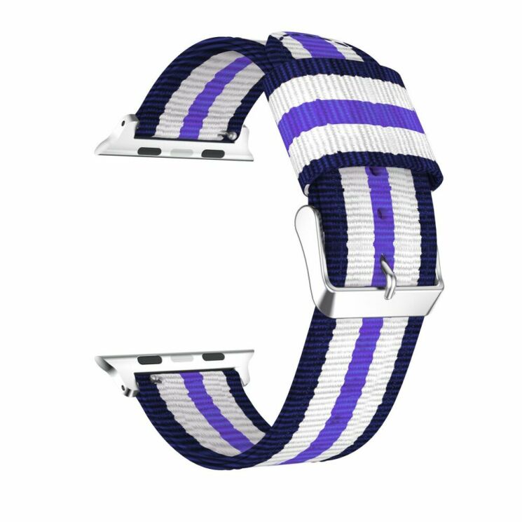 Ремешок UniCase Nylon для Apple Watch 42 (Series 10) / 41 / 40 / SE 40 / 38 - Blue / White / Purple: фото 3 из 10