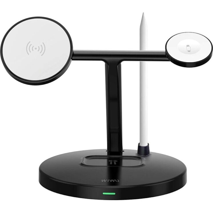 Бездротовий зарядний пристрій WIWU Wi-W032 Magnetic 4 in 1 (15W) - Black: фото 2 з 4