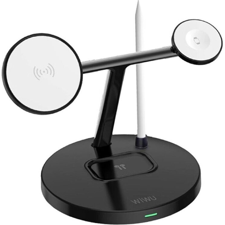 Бездротовий зарядний пристрій WIWU Wi-W032 Magnetic 4 in 1 (15W) - Black: фото 3 з 4