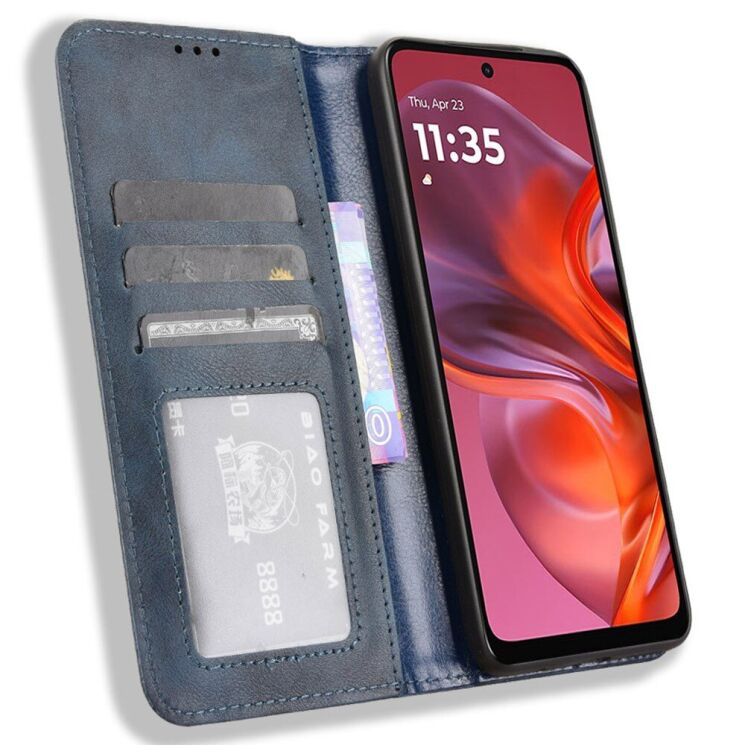 Чехол Deexe Retro Style для Motorola Moto G05 / Moto E15 - Blue: фото 2 из 7