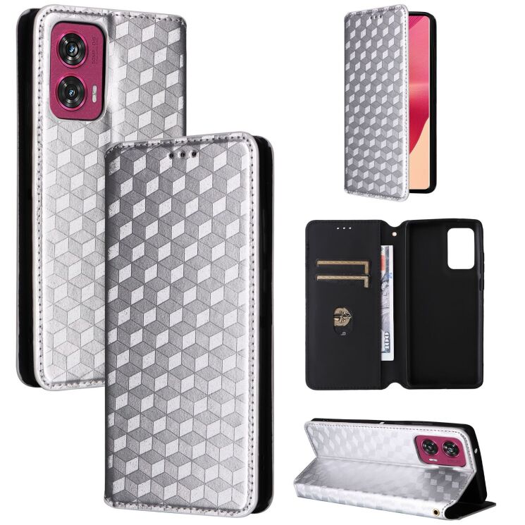 Чохол Deexe Rhombus Book для Motorola Edge 50 Fusion - Silver: фото 6 з 9