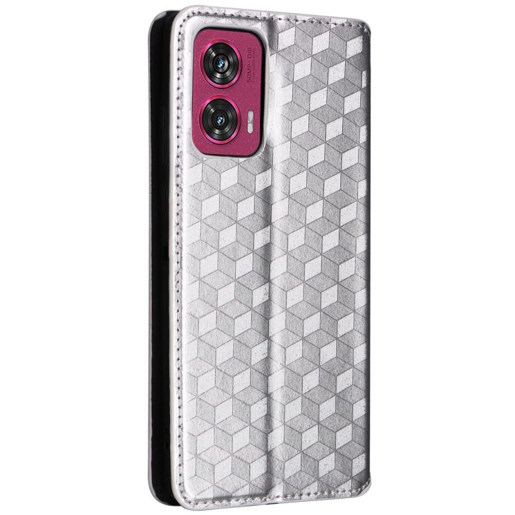 Чохол Deexe Rhombus Book для Motorola Edge 50 Fusion - Silver: фото 9 з 9