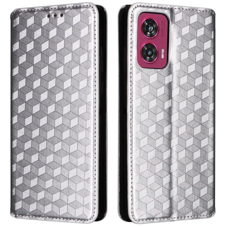 Чохол Deexe Rhombus Book для Motorola Edge 50 Fusion - Silver: фото 1 з 9