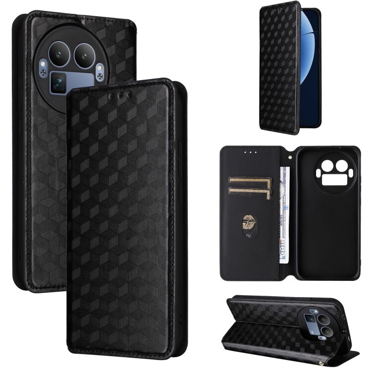 Чехол Deexe Rhombus Book для Realme GT 8 Pro - Black: фото 6 з 8