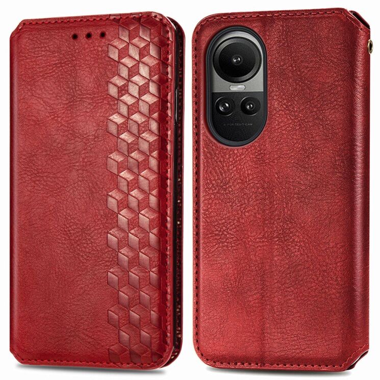 Чехол Deexe Rhombus Wallet для OPPO Reno 10 - Red: фото 1 из 6