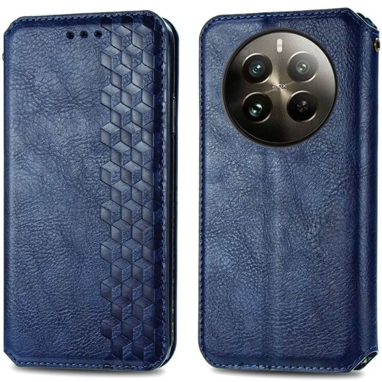 Чехол Deexe Rhombus Wallet для Realme 12 / 12 Plus - Blue: фото 1 из 6