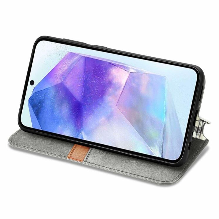 Чехол Deexe Rhombus Wallet для Samsung Galaxy A55 (A556) - Grey: фото 3 из 6