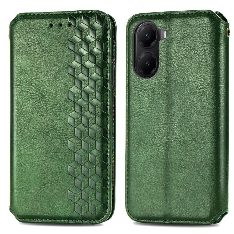 Чехол Deexe Rhombus Wallet для Xiaomi Poco X7 Pro - Green: фото 2 из 10