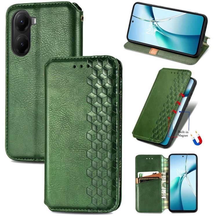Чехол Deexe Rhombus Wallet для Xiaomi Poco X7 Pro - Green: фото 1 из 10