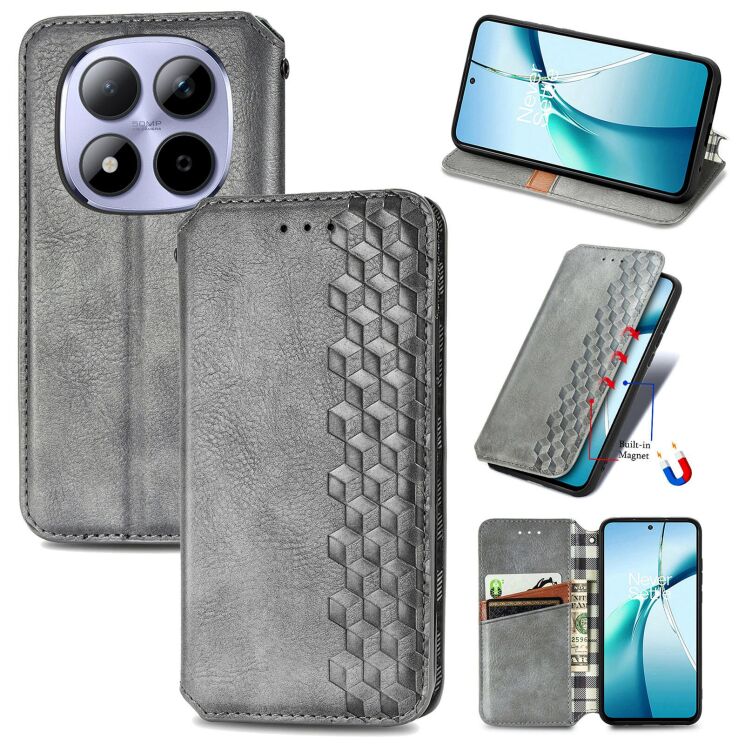 Чохол Deexe Rhombus Wallet для Xiaomi Redmi Note 15 Pro 5G - Grey: фото 4 з 11