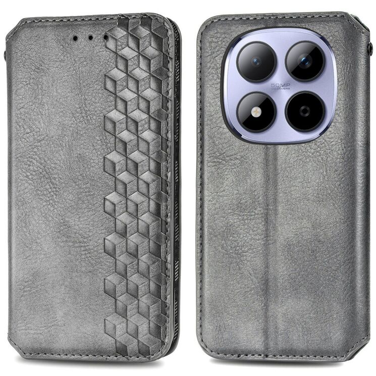 Чохол Deexe Rhombus Wallet для Xiaomi Redmi Note 15 Pro 5G - Grey: фото 1 з 11