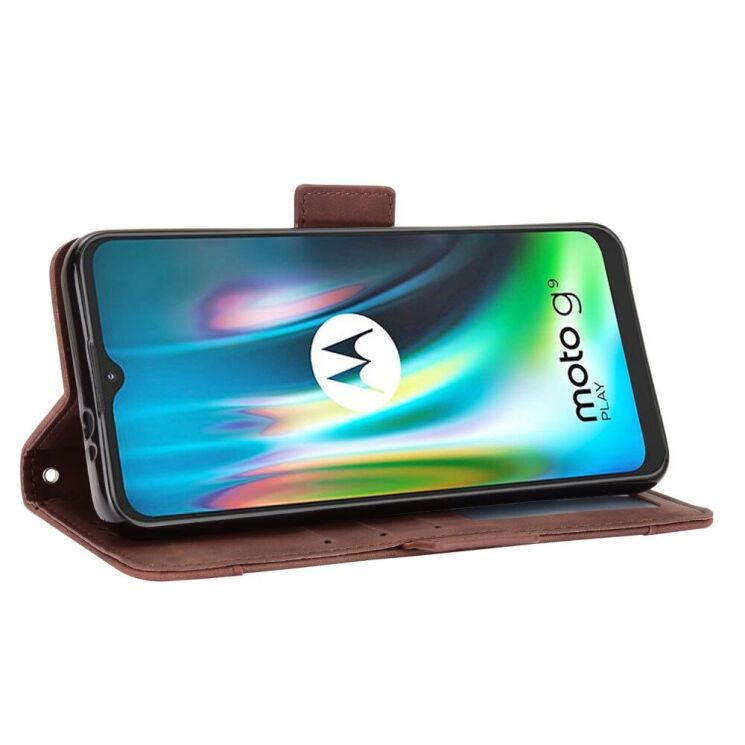 Чохол-книжка з кишеньками Deexe Wallet Stand для Motorola Moto E7 Plus / Moto G9 Play - Brown: фото 5 з 12