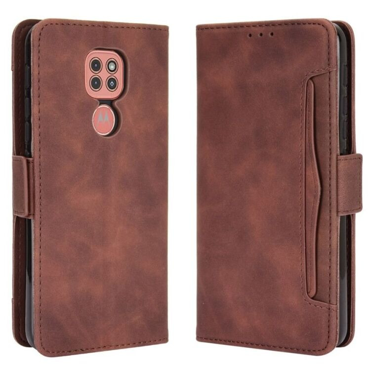 Чохол-книжка з кишеньками Deexe Wallet Stand для Motorola Moto E7 Plus / Moto G9 Play - Brown: фото 7 з 12