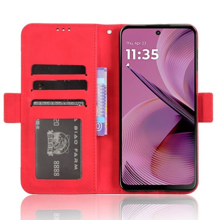 Чохол Deexe Wallet Stand для Motorola Moto G55 - Red: фото 3 з 7