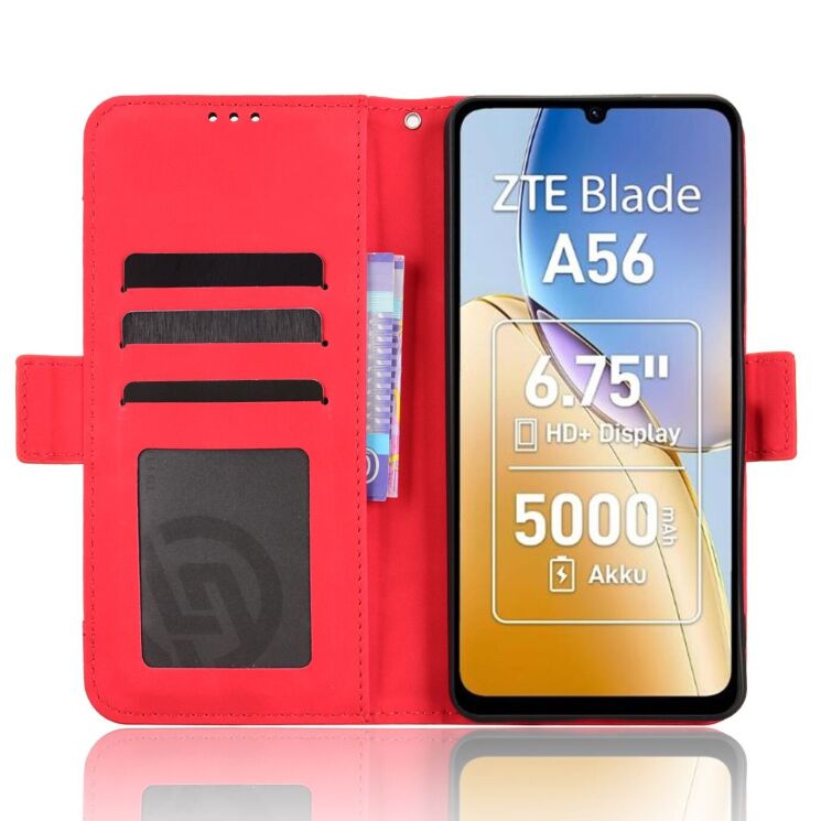 Чехол-книжка с кармашками Deexe Wallet Stand для ZTE Blade A56 - Red: фото 5 из 15