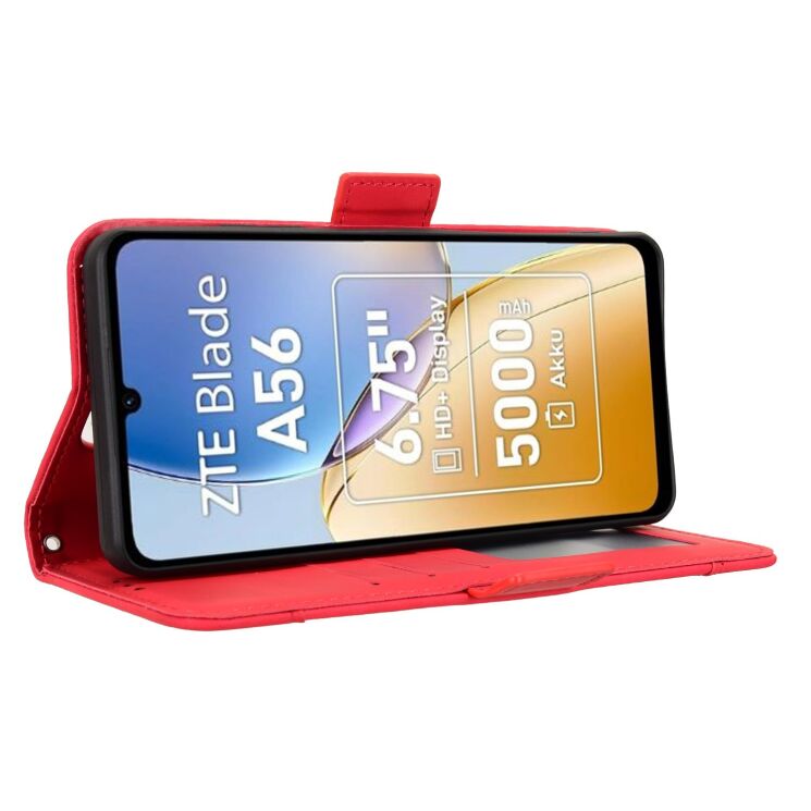 Чехол-книжка с кармашками Deexe Wallet Stand для ZTE Blade A56 - Red: фото 6 из 15