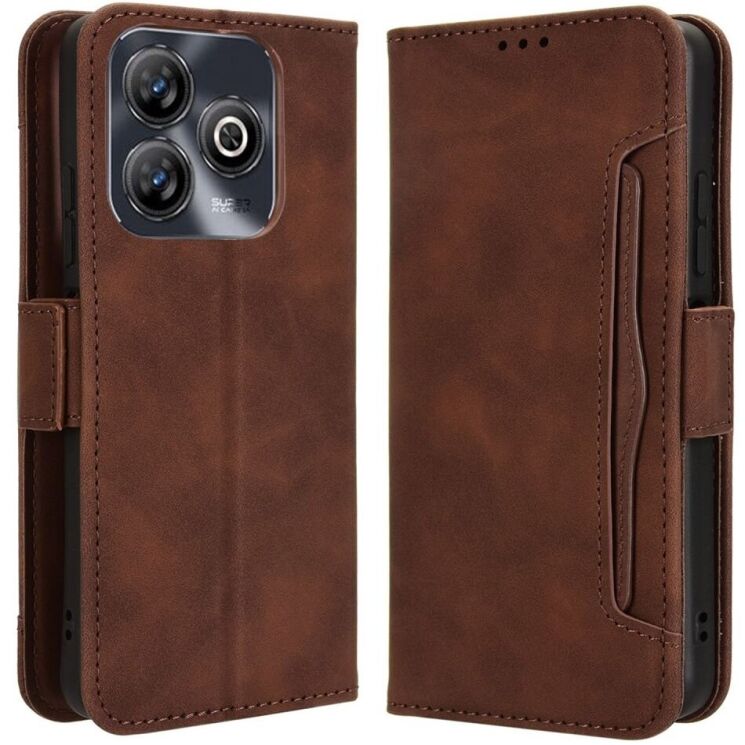 Чохол Deexe Wallet Stand для ZTE Blade A75 - Brown: фото 1 з 7