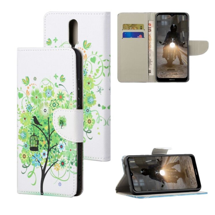 Чехол-книжка Deexe Color Wallet для Nokia 2.4 - Green Tree: фото 1 из 7