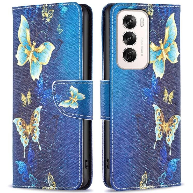 Чехол-книжка Deexe Color Wallet для OPPO Reno 12 - Golden Butterflies: фото 1 из 7