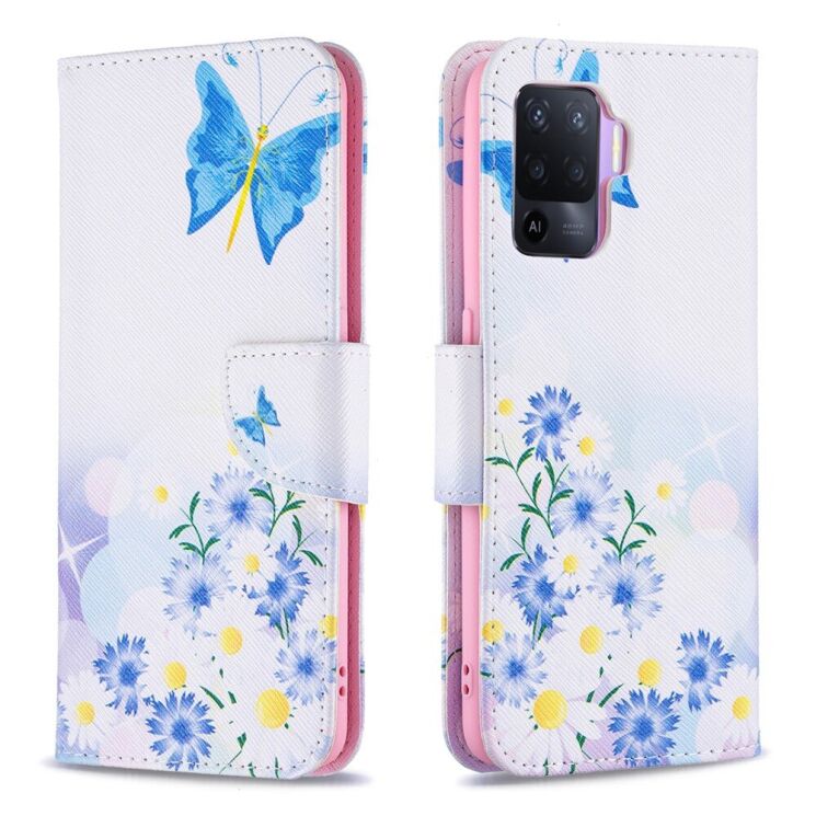 Чохол-книжка Deexe Color Wallet для OPPO Reno 5 Lite - Blue Butterflies and Flowers: фото 2 з 8