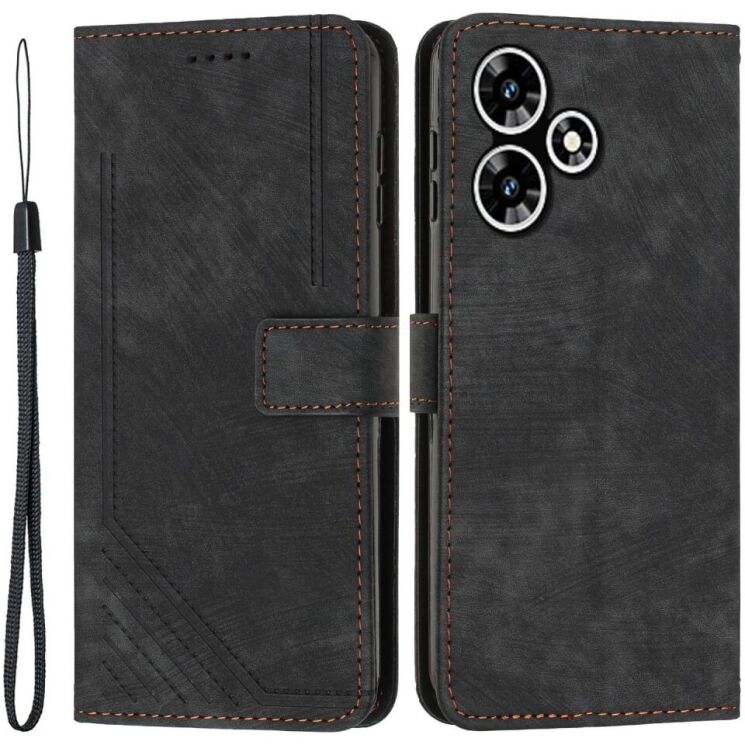 Чохол-книжка Deexe Lines Series для Infinix Hot 30 Play (X6835B) - Black: фото 1 з 12