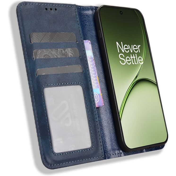 Чехол-книжка Deexe Retro Style для OnePlus 15T - Blue: фото 4 из 19