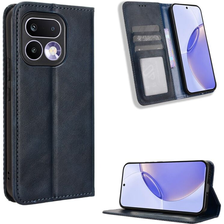Чехол-книжка Deexe Retro Style для Realme 16 Pro - Blue: фото 2 из 20