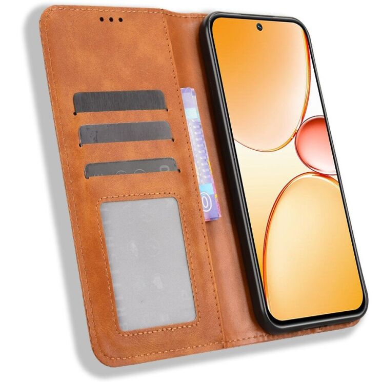 Чехол-книжка Deexe Retro Style для Realme C85 - Brown: фото 6 из 18