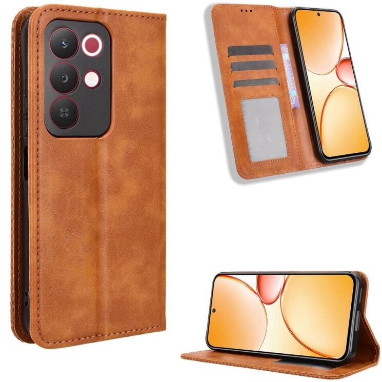 Чехол-книжка Deexe Retro Style для Realme C85 - Brown: фото 2 из 18
