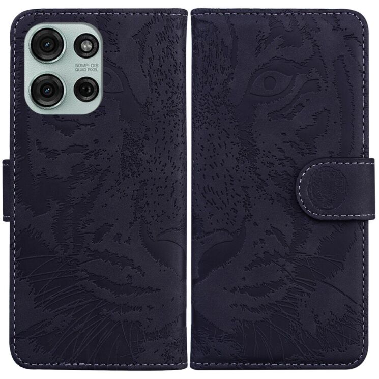 Чехол-книжка Deexe Tiger для Motorola Moto G75 - Black: фото 1 из 7