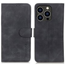 Чехол-книжка KHAZNEH Retro Wallet для Apple iPhone 16 Pro - Black: фото 1 из 9