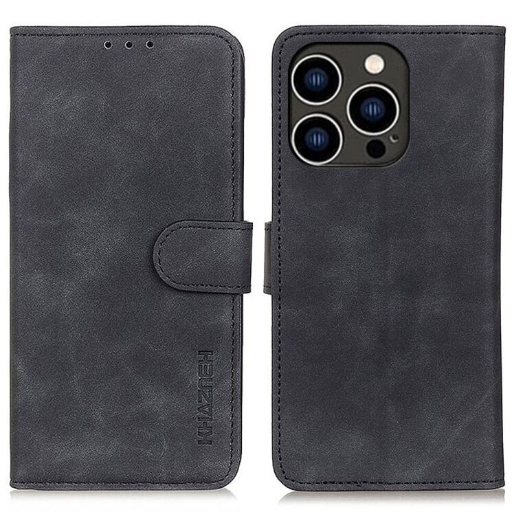 Чехол-книжка KHAZNEH Retro Wallet для Apple iPhone 16 Pro - Black: фото 1 из 9