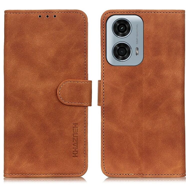 Чохол-книжка KHAZNEH Retro Wallet для Motorola Moto G24 Power - Brown: фото 1 з 7