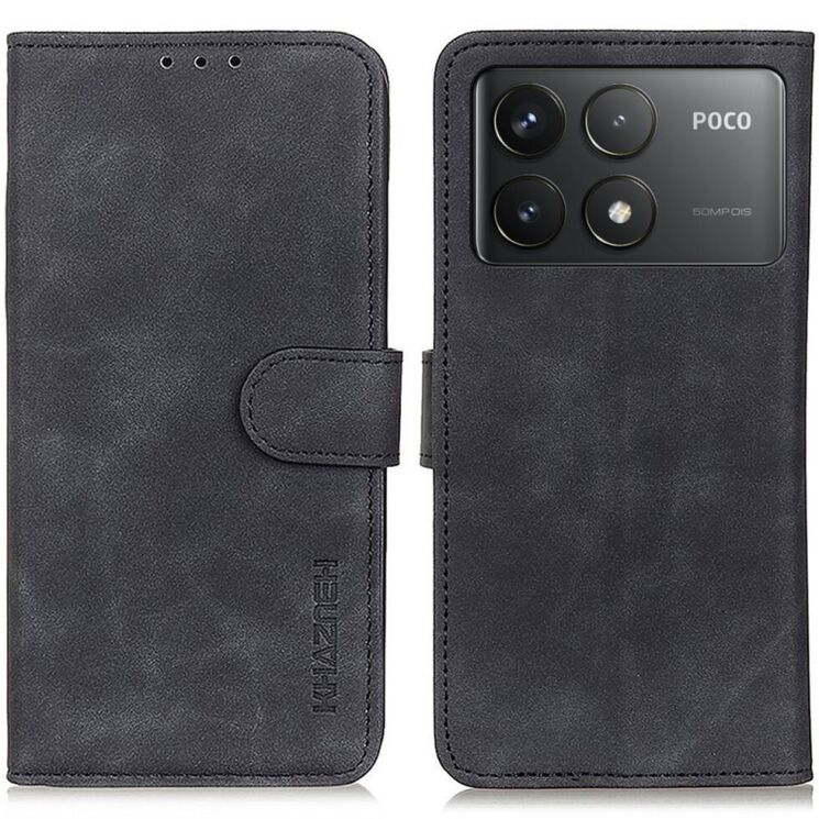 Чехол-книжка KHAZNEH Retro Wallet для Xiaomi Poco F6 Pro - Black: фото 1 из 9